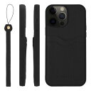 HANATORA iPhone13ProMax ケース 本革 耐衝撃 バンパー型 スマホケース スマホ ストラップ 付き シュリンクレザー ギフト ブラック C...