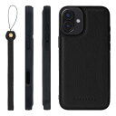 HANATORA iPhone16Plus ケース 本革 耐衝撃 バンパー型 スマホケース スマホ ストラップ 付き シュリンクレザー ギフト ブラック SPG...