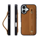 HANATORA iPhone16 ケース 本革 耐衝撃 背面ベルト スマホケース スマホ スタンド機能 ネック ストラップ 付き エンボスレザー ギフト マグネットなし キャラメル NGH-16-Caramel