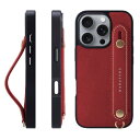 HANATORA iPhone16Pro ケース 本革 耐衝撃 背面ベルト スマホケース スマホ スタンド機能 ネック ストラップ 付き エンボスレザー ギフト マグネットなし レッド NGH-16Pro-Red