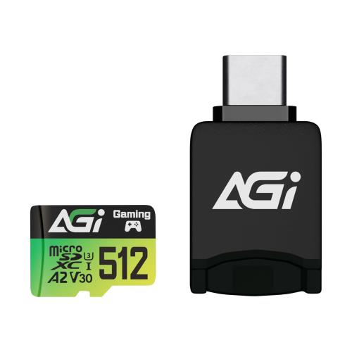 AGI 512GB TF138 マイクロsdカード/CR138 Type Cカードリーダー, Nintendo Switch動作確認済. MicroSDXC A2 U3 V30 4K UHS-I U3 (読み出し速度最大170MB/s、書き込み速度最大160MB/s) アダプタ付き AGI512G2CTF138