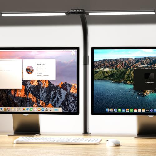 Quntis デスクライト スタンドライト 24W 高輝度 Ra95 幅広78cm 目に優しい LEDダブル光源 影なし対策 新光学ボード ガチョウの首設計 クランプ式 電気スタンド テーブルライト テレワーク/勉強/読書に適用 HY601