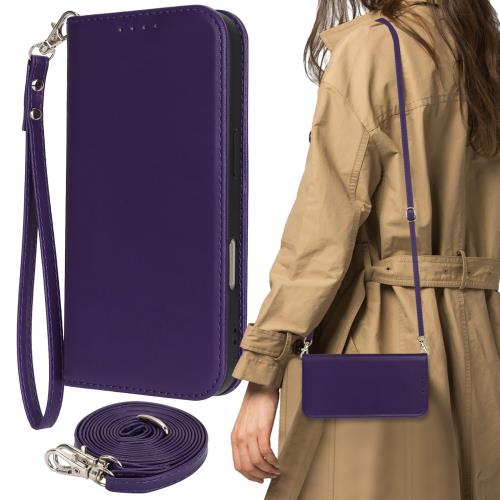 iPhone 16 Pro ケース 手帳型 ショルダー ポシェット ストラップケース ショルダーケース カードケース..