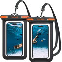 スマホ 防水 ケース IPX8 Lamicall 海 プール 海水浴 水泳 すまほ ぼうすい カバー 顔認証 スマフォ 水中 撮影 アイホン 携帯 けいたい 首かけ 通話 お風呂 温泉 潜水 iPhone Huawei Xperia android に対応 黒 2枚セット