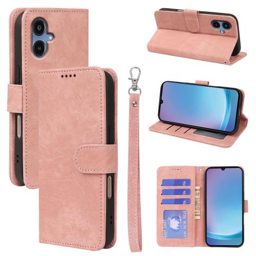 Seninhi Galaxy A25 5G ケース 手帳型 SC-53F SCG33 カード収納 ギャラクシーa25 スマホケース 職人仕様 手縫い革ケース ストラップ スタンド機能付き 財布型 360度保護 耐衝撃 レザー 多機能 ベルトループ付き‌ おしゃれ 携帯カバー ピンクFYZXA25K