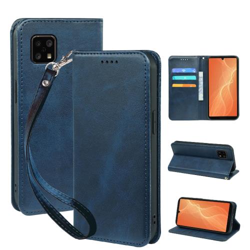AQUOS Sense4 / Sense5G / Sense4 basic / Sense4 Lite ケース 手帳型 SH-53A SHG03 SH-41A スマホケース 職人仕様 手縫い革ケース スタンド機能付き 財布型 360度保護 耐衝撃 カード収納 レザー 多機能 ベルトループ付き‌ おしゃれ 携帯カバー ブルー XNWSEN4PG