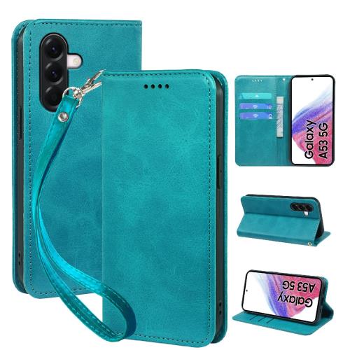Galaxy A53 5G ケース 手帳型 ギャラクシー a53 SC-53C SCG15 スマホケース 携帯ケース 職人仕様 手縫い革ケース 手帳型ケース スタンド機能付き 財布型 360度保護 耐衝撃 ケース カード収納 レザー 多機能 ベルトループ付き‌ おしゃれ 携帯カバー グリーン XNWGA53PG