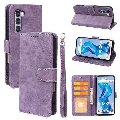 Seninhi ZTE Nubia S 5G A403ZT ケース 手帳型 nubiaS5G スマホケース カード収納 職人仕様 手縫い革ケース ストラップ スタンド機能付き 財布型 360度保護 耐衝撃 レザー 多機能 ベルトループ付き‌ おしゃれ 携帯カバー FYZXNUBIAS パープル