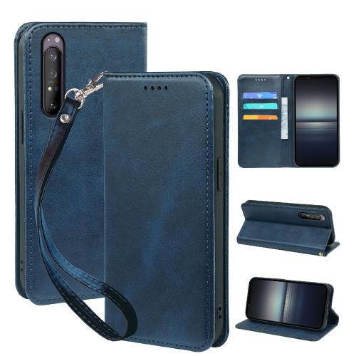 Xperia 1 II SO-51A SOG01 ケース 手帳型 ソニーエクスペリア 1 II スマホケース 携帯ケース 職人仕様 手縫い革ケース 手帳型ケース スタンド機能付き 財布型 360度保護 耐衝撃 カード収納 レザー 多機能 ベルトループ付き‌ おしゃれ 携帯カバー ブルー XNWX12PG