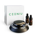 CEENIU 車用芳香剤 高級カー用品 2025新型 アルミ合金製 ソーラー回転式 静音 フランス産天然香料 エッセンシャルオイル2本付き F21 カーフレグラ...