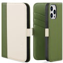 VISOUL iPhone15 Pro ケース 手帳型 本革 スマホケース アイフォン15 プロ手帳型 レザーケース カード収納 携帯ケース 全面保護 柔軟なTPU素材 マグネット式 スタンド機能付き 6.1インチ対応 アイホン 15 Pro アイボリー グリーン(2)