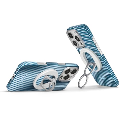 PITAKA MagSafe リング MagEZ Grip マグネット式スマホリング バンカーリング 角度調節可能 スタンド機能付き 600Dアラミド繊維 カーボン風 MagSafe専用 MagEZ Case 2MagEZ Case 3に最適 (Grip3 Ocean Blue海)