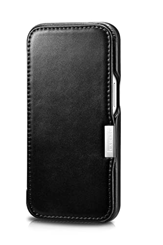 iPhone13 Pro Max 手帳型ケース 6.7インチ ICARER 本革 牛革 ビンテージレザー カバー マグネットタイプ ブラック 日本アイフォン カ...