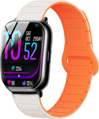 [HUKWIMO] koolep R8 バンド 対応 交換ベルト スマートウォッチ 磁気 バックル付き ステンレス製交換バンド ファッション 伸縮 頑丈 サイズ調整可能 男女兼用 細身 koolep R8対応（スターライトオレンジ）