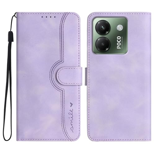 Gedurya Xiaomi POCO M7 Pro 5G ケース 手帳型 帽子 シェイプ シャオミ ポコm7プロ 5g ケース 手帳型 スタンド機能 SIMフリー 対応 カバー マグネット式 POCO M7 Pro 5G スマホケース 携帯カバー 財布型 - パープル