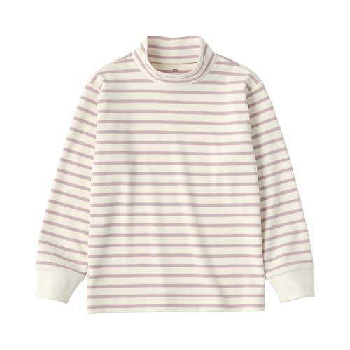 無印良品 キッズ 起毛スムース編みハイネック長袖Tシャツ ユニセックス子供 CB1KHA4A スモーキーピンクボーダー キッズ120