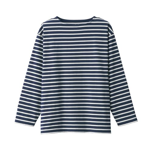 無印良品 紳士 洗いざらし太番手ボートネック九分袖Tシャツ メンズ AB1L6A4A ダークネイビーボーダー 紳士S 無印良品 紳士 洗いざらし太番手ボートネック九分袖Tシャツ メンズ AB1L6A4A ダークネイビーボーダー 紳士S