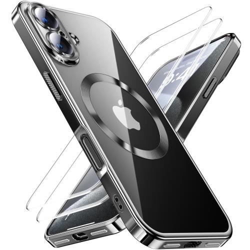 本体の色・人気五色JUESHITUO iPhone 16 用のケース MagSafe充電対応 黄変なし 2Xスクリーン保護付き ..