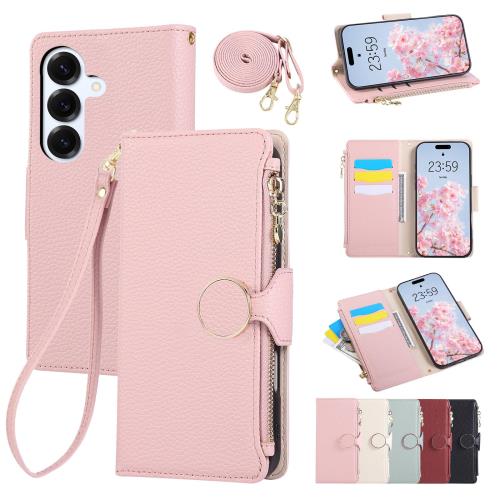 Rosbtib Galaxy S24 FE ケース 手帳型 ショルダー 財布型カバー ギャラクシーs24fe ケース 手帳型 おしゃれ ファスナー型 小銭入れ カード収納 SCG30 カバー 手首/肩・