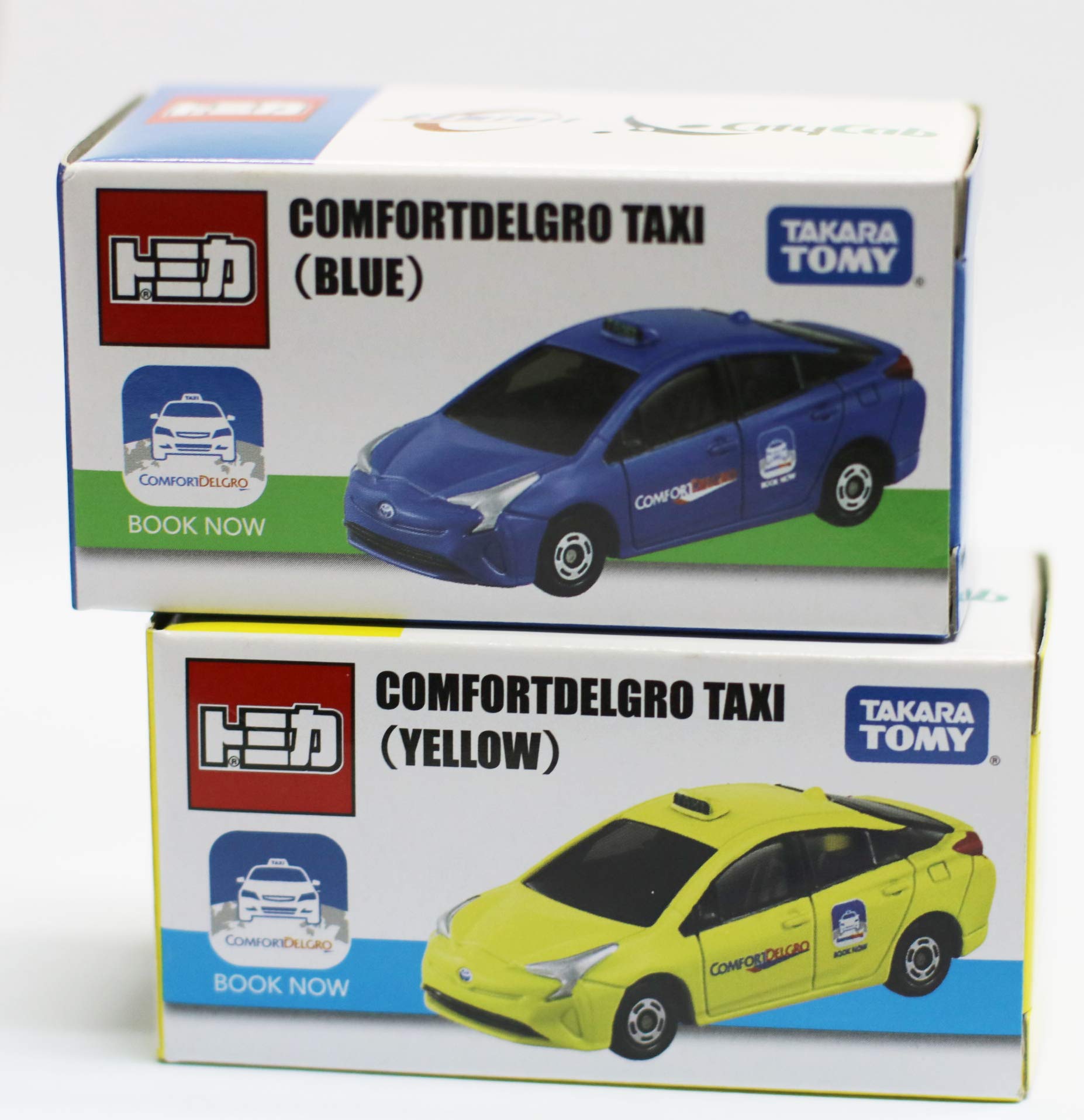 シンガポール限定 トミカ プリウス タクシー COMFORTDELGRO TAXI 青色 黄色 二台セット TOMICA 海外 日本未発売 並行輸入品
