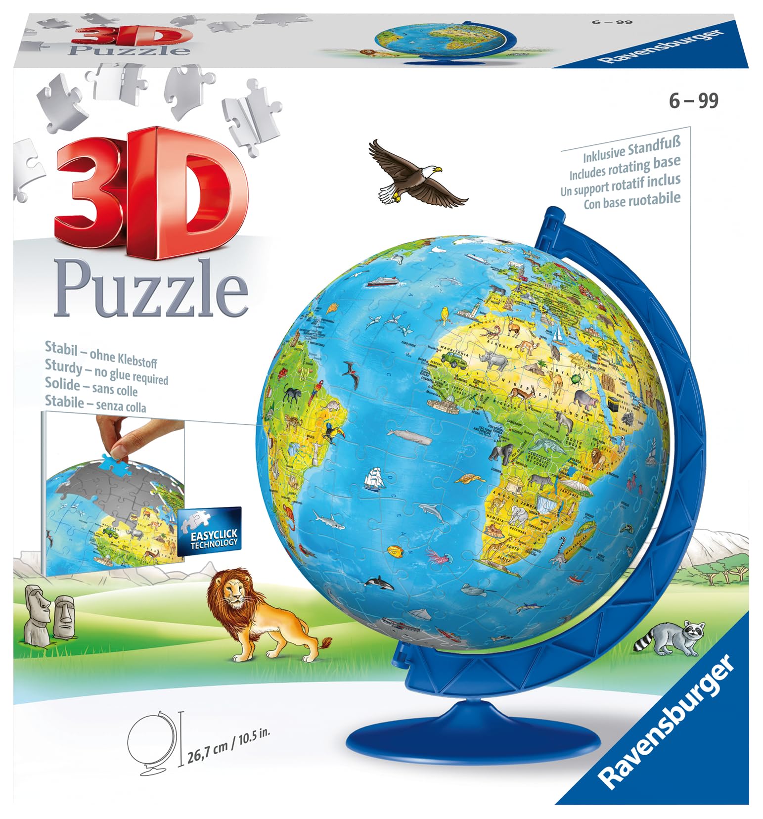 地球儀　立体パズル ラベンスバーガー(Ravensburger) 3Dパズル どうぶつ地球儀(187ピース)