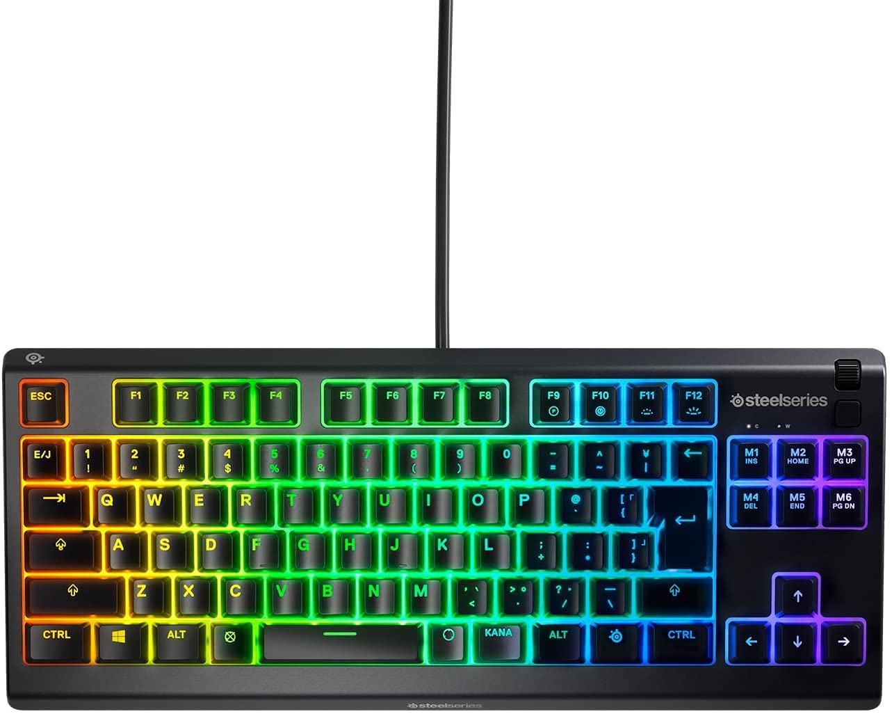 SteelSeries ゲーミングキーボード テンキーレス 有線 Apex 3 TKL US 英語配列 静音スイッチ IP32防滴 24キー同時押し対応 ブラック