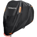 Homwarm バイクカバー 300D厚手 防水 紫外線防止 収納バッグ付き (XXXL, ブラック)