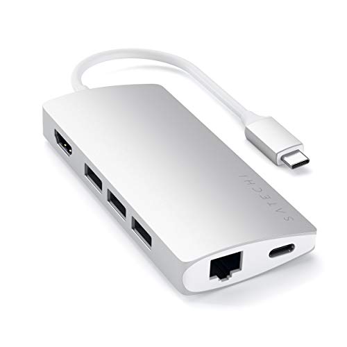 Satechi V2 マルチ USB-C ハブ 8-in-1 (シルバー) 4K HDMI(60Hz), イーサネット, USBC PD充電, SDカー..
