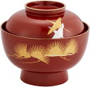 まえじゅう漆器 大名雑煮椀 飛翔 赤渕金 朱 伝統工芸 山中塗り 日本製 3T-405