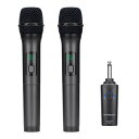 Kithouse K380Aワイヤレスマイク Bluetoothカラオケマイク 2本セット LED ディスプレイ 電池式 UHF 10チャンネル ダイナミックマ...