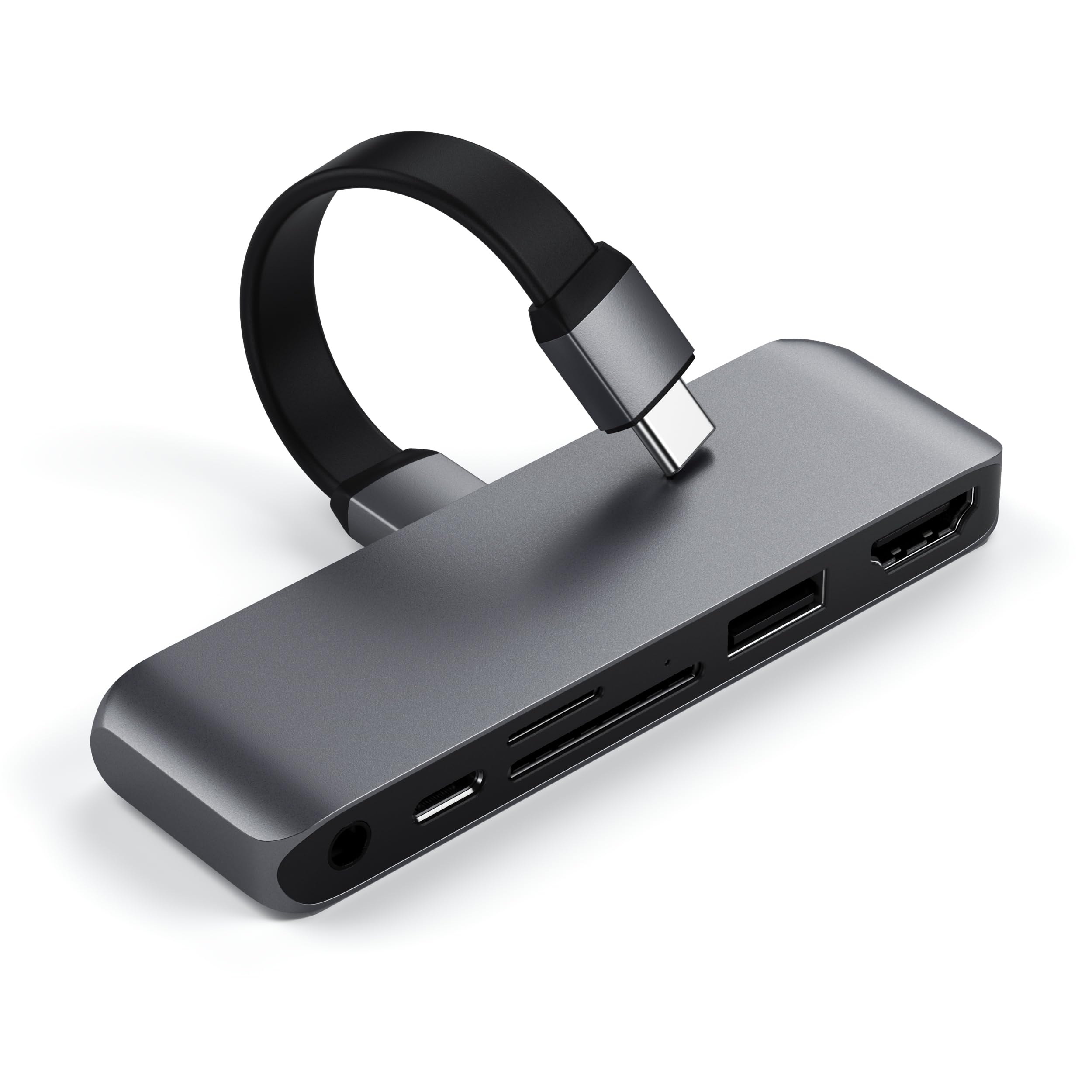 Satechi USB-C モバイル Pro SD ハブ 6-in-1 USB-C PD充電, 4K HDMI, USB 3.0, Micro/SDカードリーダ, 3.5mm 音声ジャック(iPad Pro Air M1 M2対応)
