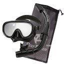 リーフツアラー(REEF TOURER) シュノーケリング シュノーケル マスク スノーケル 大人用 2点セット シリコーン製 メッシュバッグ付き ブラック RC0105