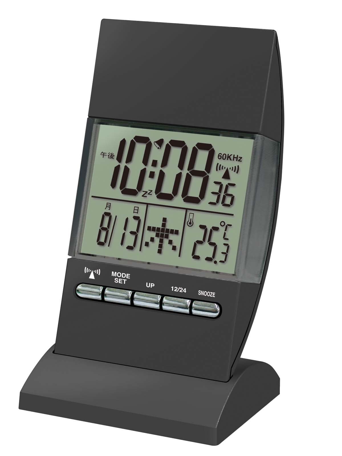 誠時(セイジ) 目覚まし電波時計 温度計機能付 RC illumination Clock Black イルミネーションクロック ブラック RW-005BK