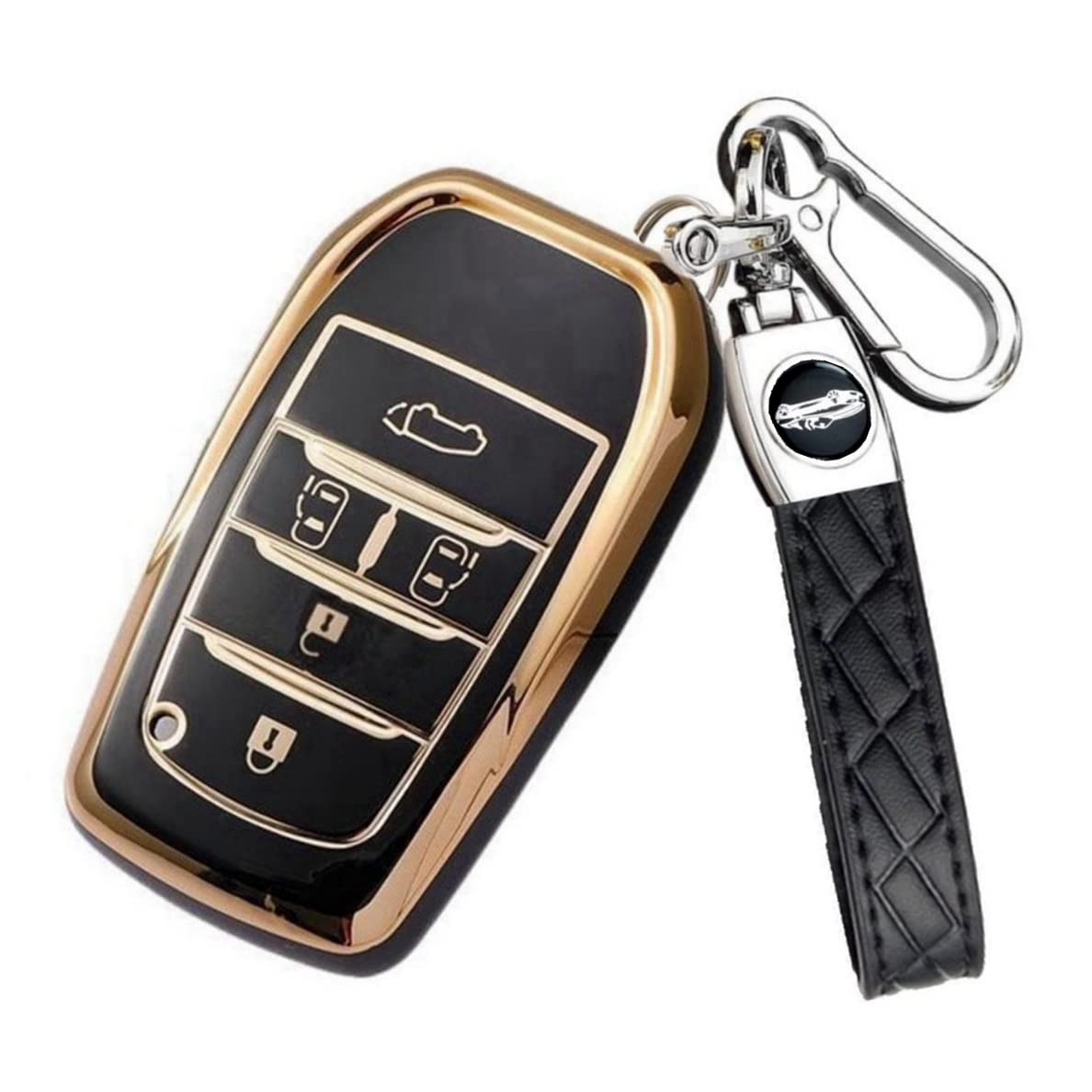 新型 ヴォクシー 90 系 キーケース 適合トヨタ ノア 90 系スマートキー NOAH VOXY アルファードキーホルダー 5ボタン (ブラック)