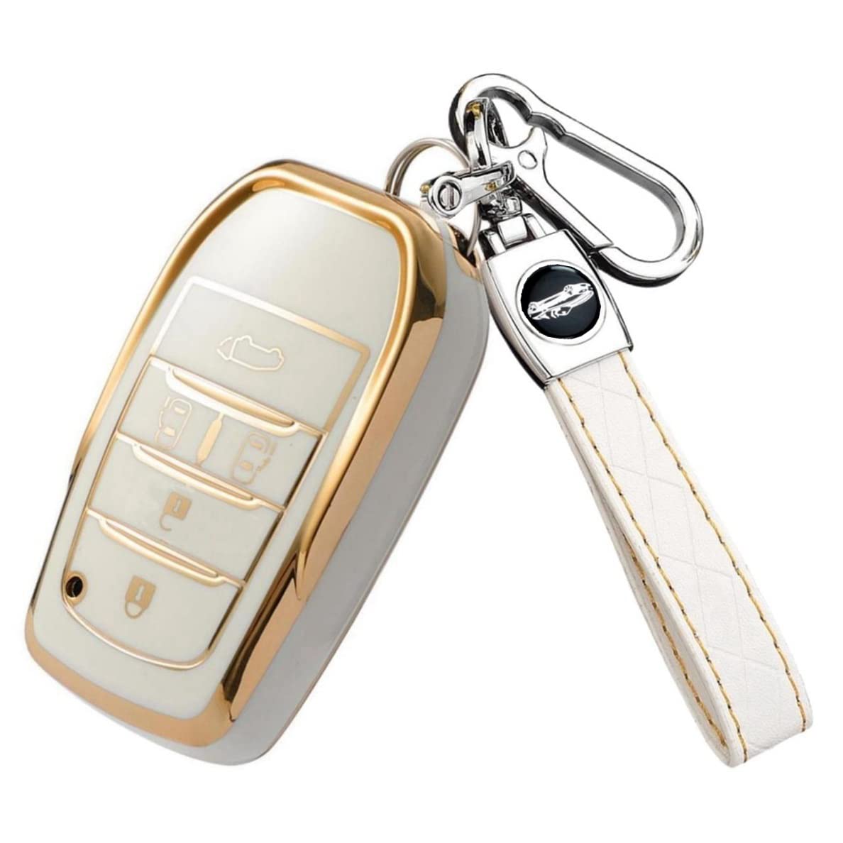 新型 ヴォクシー 90 系 キーケース 適合トヨタ ノア 90 系スマートキー NOAH VOXY アルファードキーホルダー 5ボタン (ホワイト)