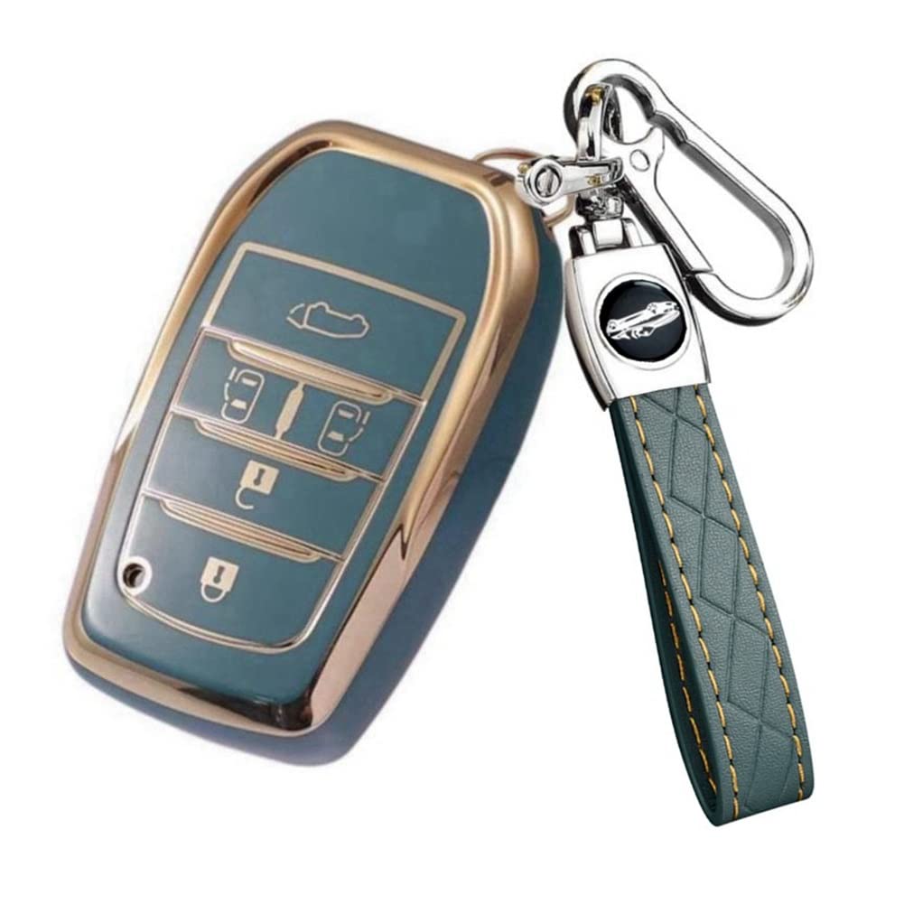 新型 ヴォクシー 90 系 キーケース 適合トヨタ ノア 90 系スマートキー NOAH VOXY アルファードキーホルダー 5ボタン (青)