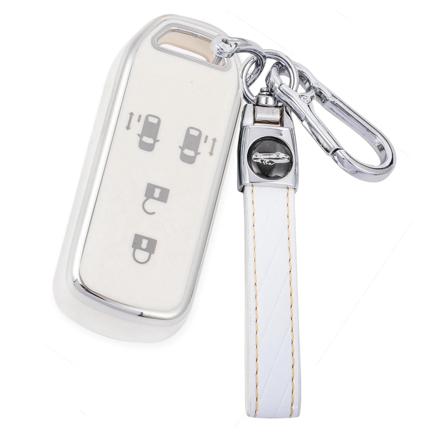 [YANMW] N-BOXキーケース適合ホンダ NBOXキーカバー N-BOX N-ONE N-WGN N-ワゴンNBOXカスタム N-VAN JF1 JF2 JF3 JF4スマートキーケース4ボタン (シルバーエッジホワイト)
