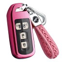 N-BOX キーケース ホンダ スマートキーケース キーカバー N-BOX NBOX N-ONE N-WGN N-ワゴン NBOXカスタム N-VAN JF1 JF2 JF3 JF4リモコンケース nbox TPU キーホルダー 2ボタン 3ボタン 4ボタン キーレスカバー リモコンカバー リモコンケース (ピンク)