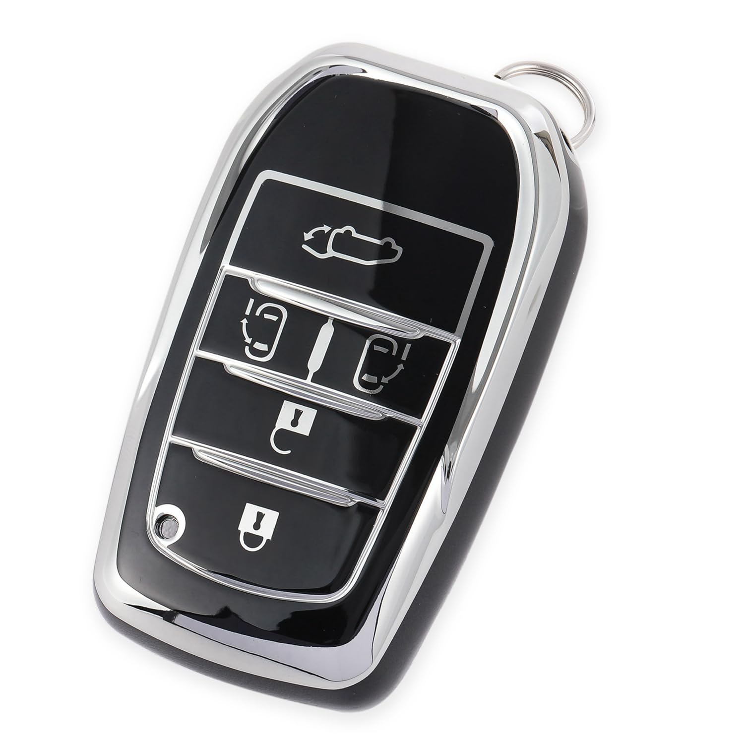 新型 ヴォクシー 90 系 キーケース 適合トヨタ ノア 90 系スマートキー NOAH VOXY シエンタキーカバー (シルバーブラック, 5ボタン)