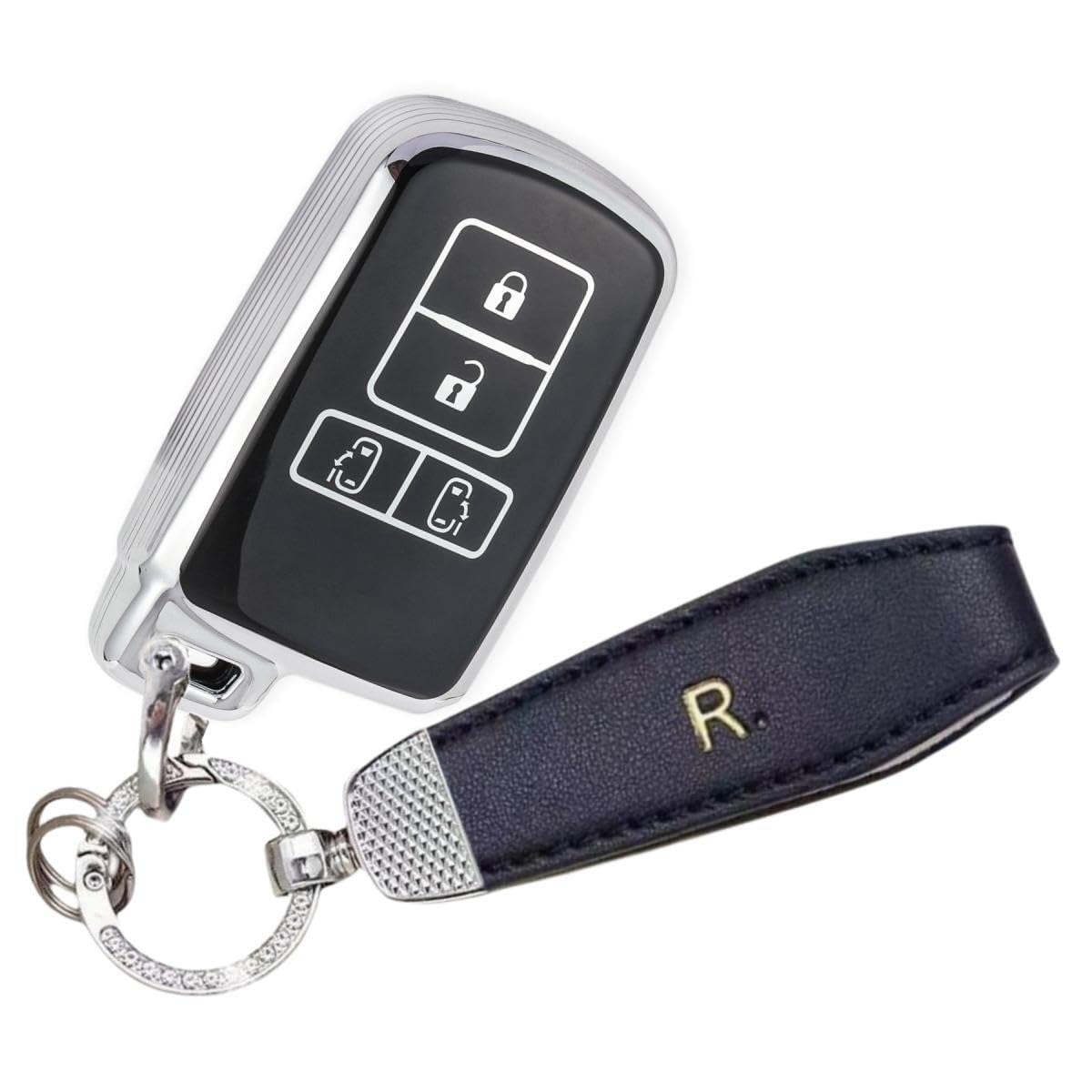 [YANMW] ヴォクシー 80系キーケースノア 80系キーカバー 適合トヨタアルファード ヴェルファイア 30系シエンタ スマートキーケース(シルバーブラック)