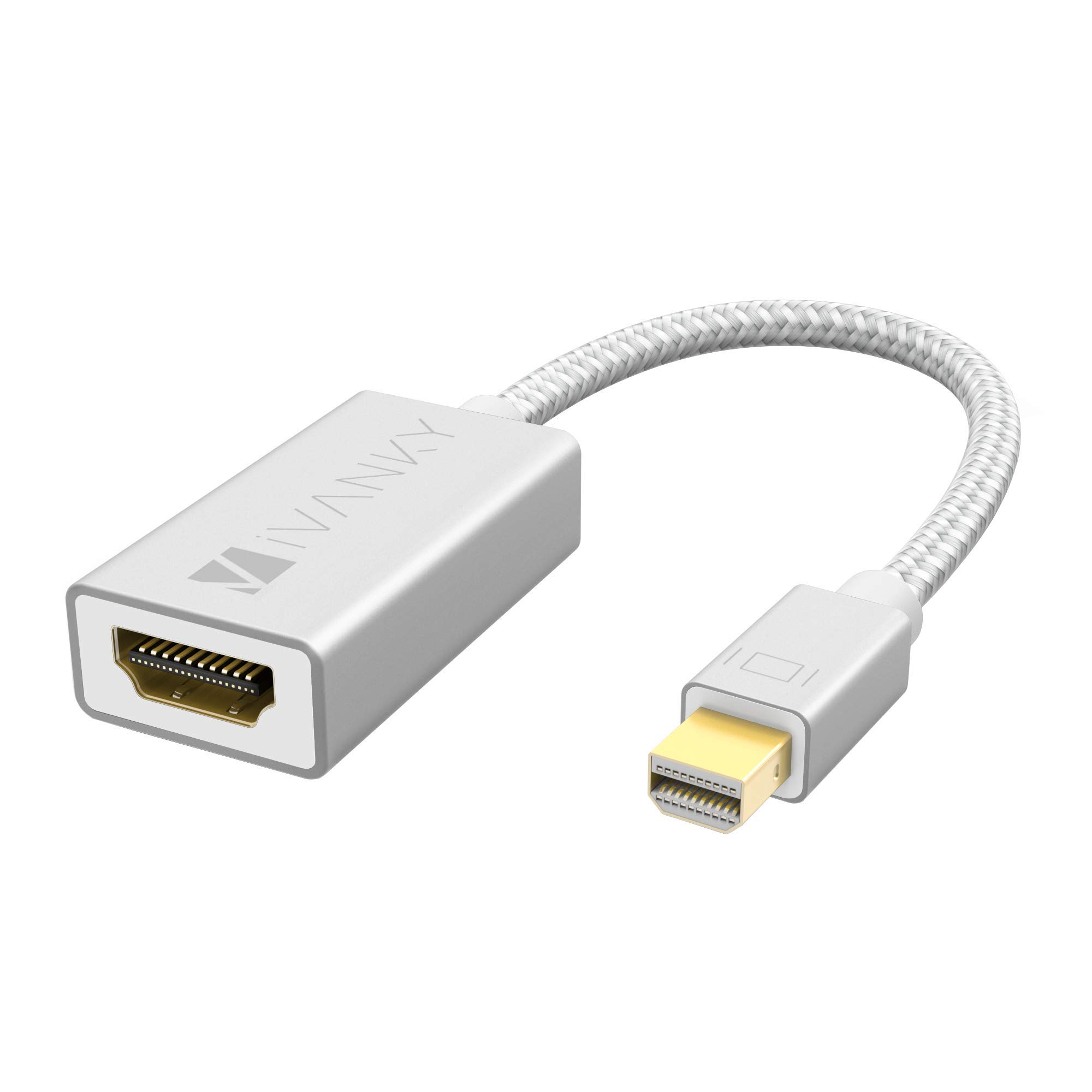 iVANKY Mini DisplayPort to HDMI 変換アダプター 20cm/シルバーThunderbolt 2 to HDMI ミニディスプレイポート サンダーボルト, Macbook Air/Pro, iMac, Microsoft Surface Pro/Dock,TV,ディスプレイ,モニターなど対応