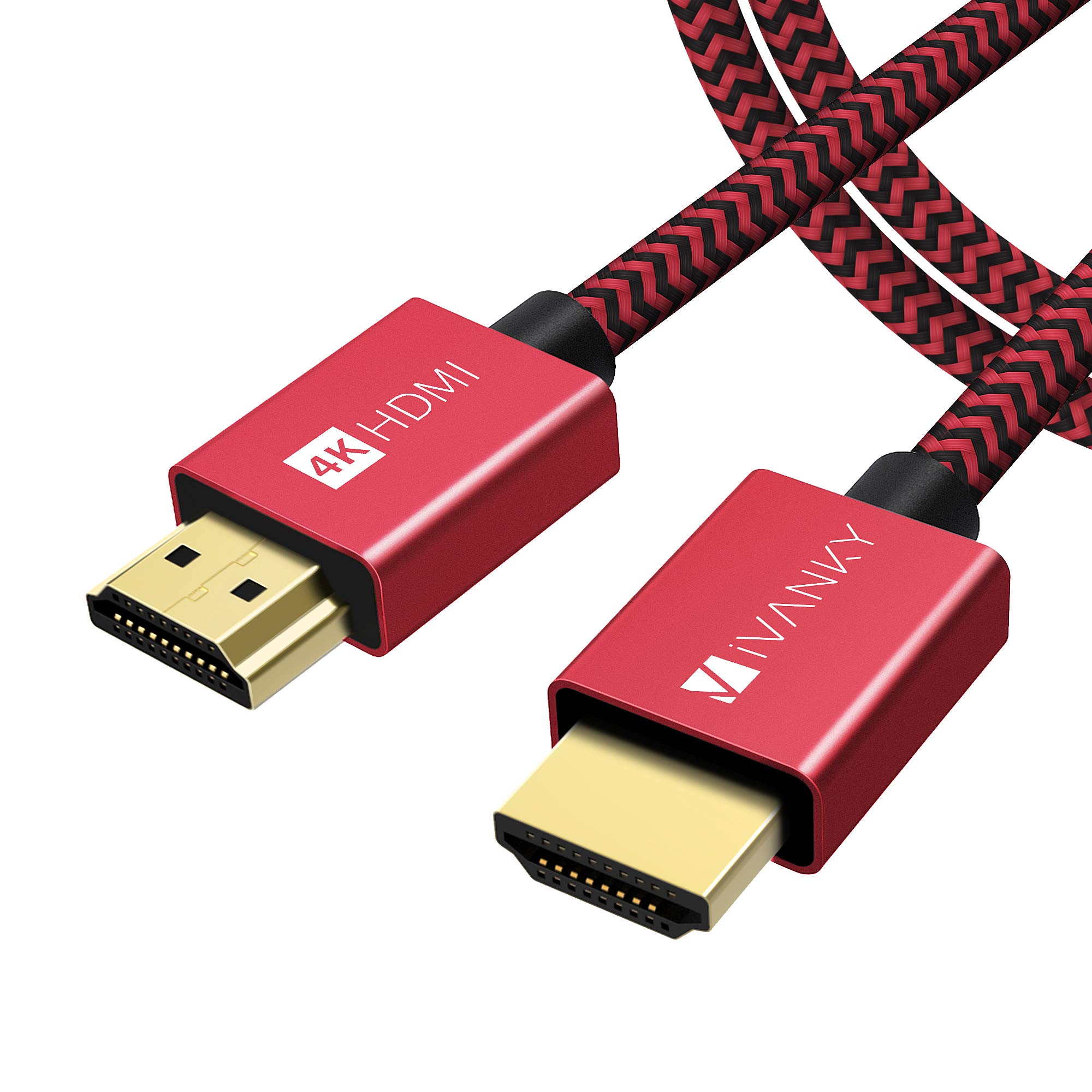 iVANKY HDMI ケーブル2.0m/4K60Hz HDMI2.0規格 PS4/3,Xbox, Nintendo Switch, Apple TV, Fire TVなど適用18gbps 4K60Hz/HDR/3D/イーサネット対応 テレビ ハイスピードプレミアム 赤