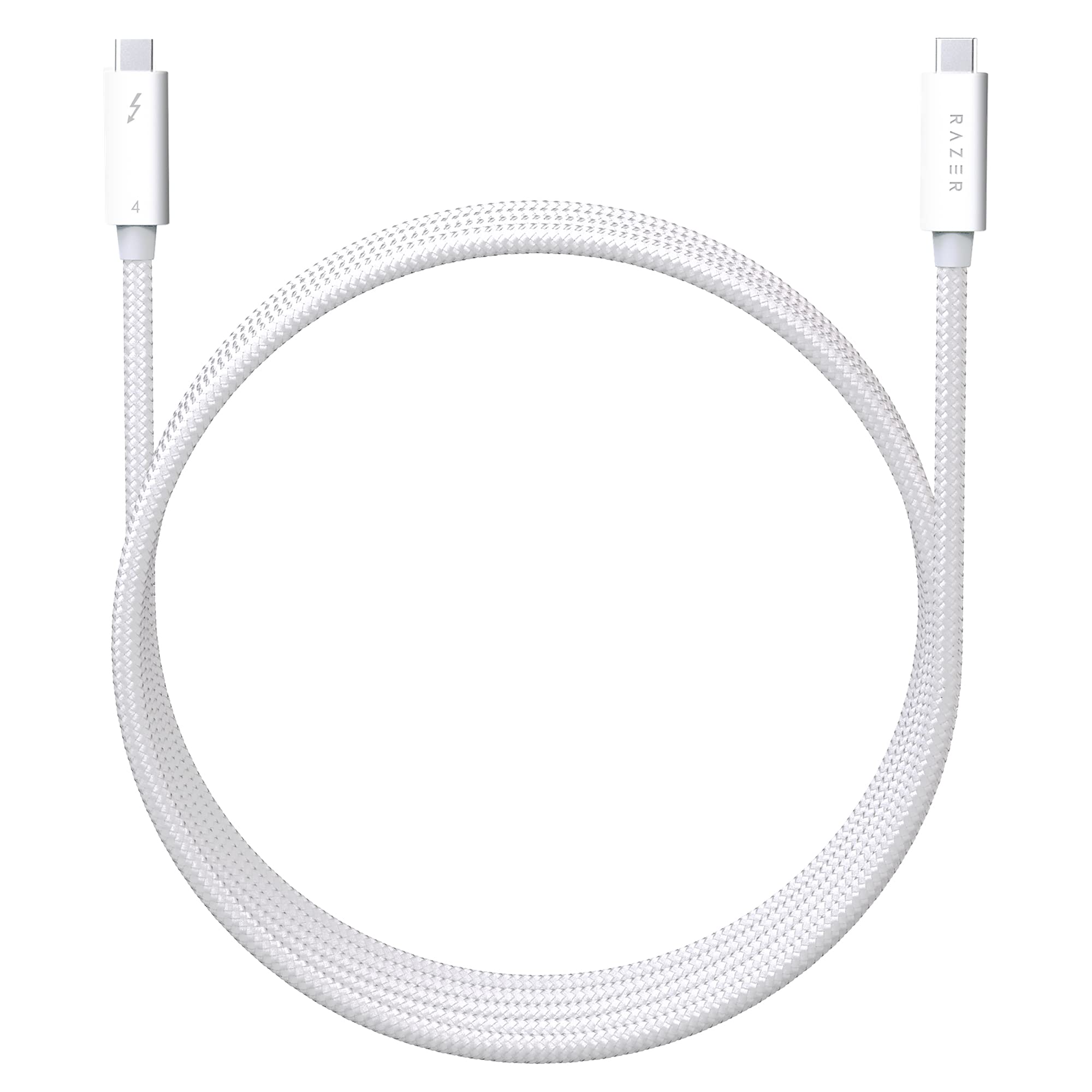 Razer レイザー Thunderbolt 4 Cable 2m White 40 Gbps の超高速データ転送 最大 100W のパススルー充電可能 8K解像度 耐久性のある編組ケーブル Windows/Mac/Thunderbolt 3 デバイス/USB 4 / USB-C 対応 サンダーボルト 4 ケーブル ホワイト 日本正規代理店保証品
