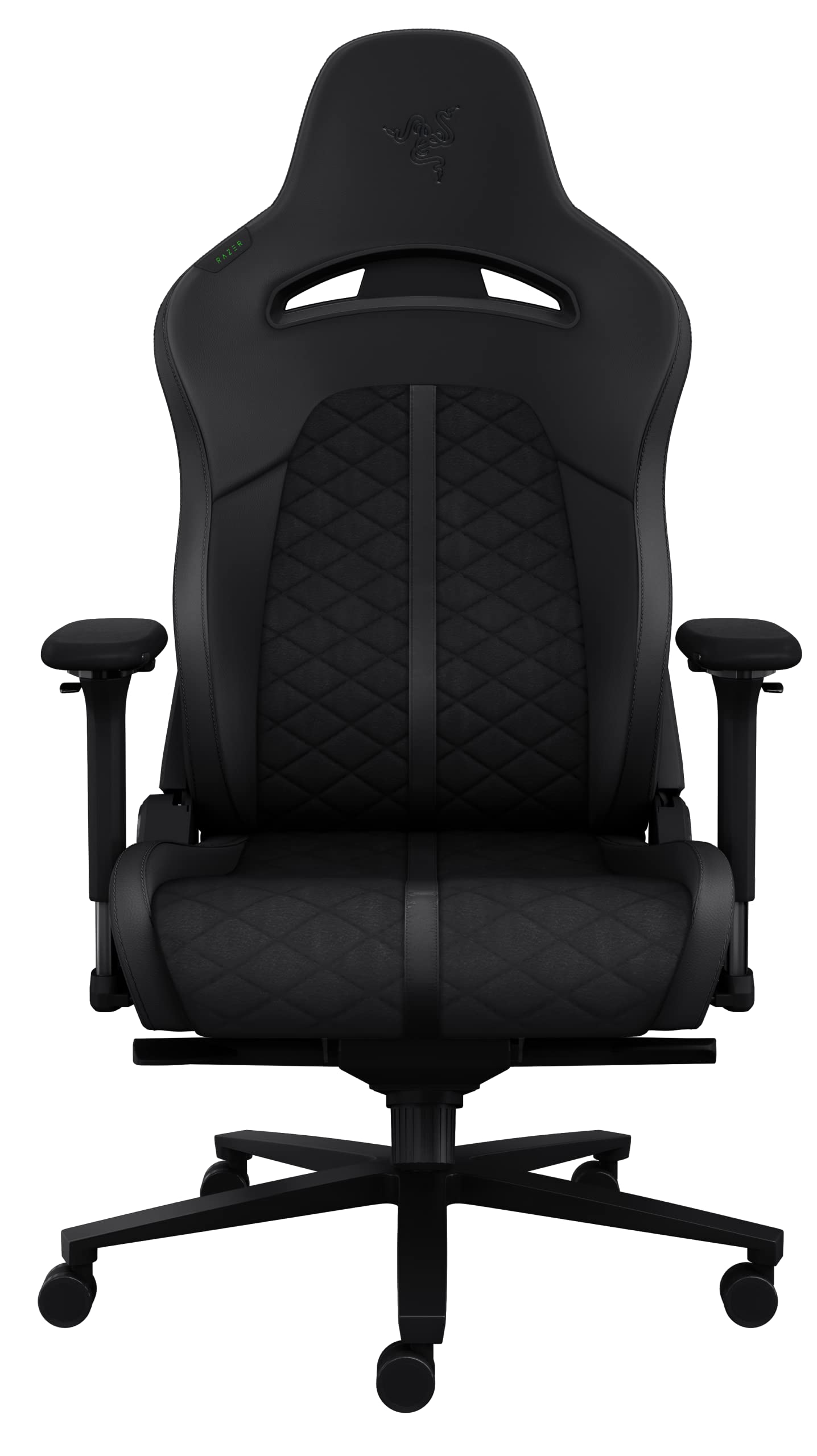 Razer Enki Black ゲーミングチェア 曲線フォームファクタ 高密度フォームクッション 環境に配慮した EPU 合成レザー 152 度 フルリクライニング メタル補強 4D アー・