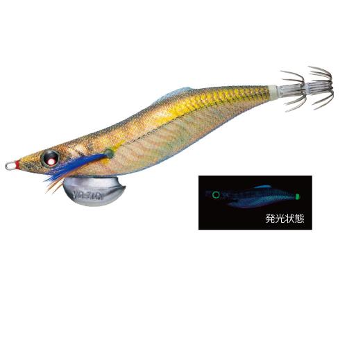 カラー特徴:アオリイカが好んで捕食するアジをリアルに再現したリアルベイトフィニッシュを採用。アピールの強いゴールド下地のリアルカラー。 安定フィン:垂直尾翼の役割。ローリングを制御しながらバイトマーカーの役割もこなす。 トリックフックラウン...