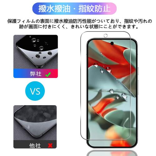 2+2枚セット 指紋認証鋭敏 対応 Google Pixel 9 Pro XL ガラスフィルム + カメラフィルム 日本旭硝子 硬度9H 対応 グーグルピクセル9 Pro XL フィルム 強化ガラス 液晶 保護フィルム 3D Touch対応 、高透過率 、気泡ゼロ 、厚さ0.26mm超薄型 、飛散防止 、高感度 、衝撃吸収