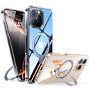 カチッ!2024新開発・安定性TORRAS iPhone 16 Pro Max 用 ケース ゼンマイ式スタンド 縦横両対応 リング マグネット搭載 MagSafe対応 ワイヤレス充電対応 米軍MIL規格耐衝撃 指紋防止 黄変防止 マグセーフ対応 6.9インチ いphone16pro max 用 ケース「Ostand Spin」クリア