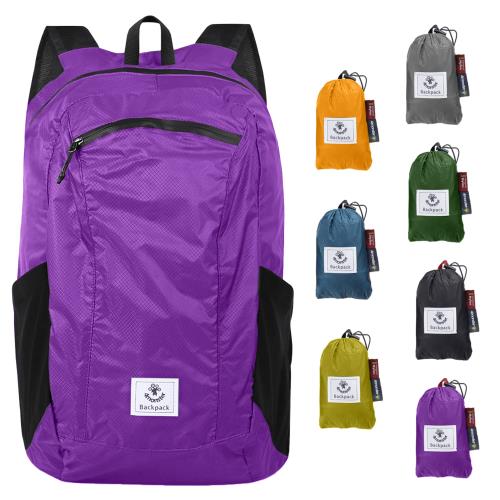 楽天Fleume[4Monster] アウトドアバックパック 折りたたみ リュック 携帯リュック 軽量 折りたたみ リュックサック 超 軽量 大容量 防水 折りたたみ ナップサック 収納ナップサック 超軽量 バックパック メンズ 携帯用 旅行用 通学 通勤 （purple, 32L）