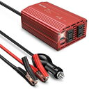BESTEK 修正正弦波 300Wインバーター USB-C PD 30W + USB-A QC 18W 車載用インバーター DC12VをAC100Vに変換 シガーソケット コンセント バッテリー接続コード付き A-MRI3010BU-RD-PD30W-CLIP