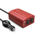BESTEK インバーター シガーソケット コンセント 300W DC12VをAC100Vに変換 USB2ポート搭載 12V車専用 カーインバーター 車載用インバーター 赤 MRI3010BU-RD